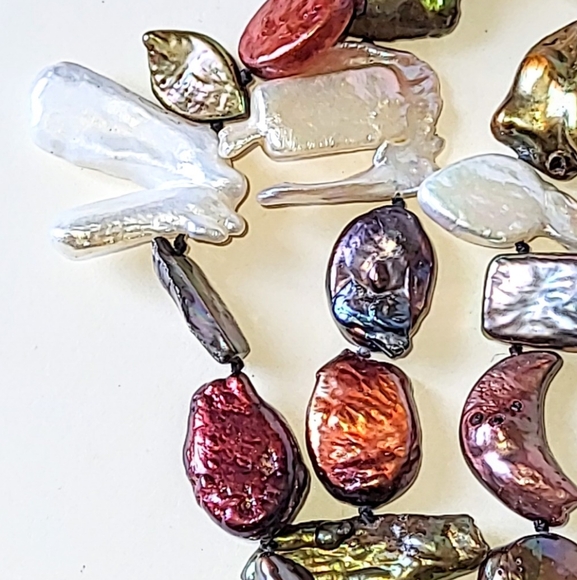 KESHI PEARL NECKLACE - 40" LONG MULTI-COLORED PEARLS - Picture 5 of 12